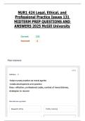 NUR1 424 Legal&comma; Ethical&comma; and Professional Practice Issues 131 MIDTERM PREP QUESTIONS AND ANSWERS 2025 McGill University