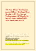      CCA Prep - Clinical Classification Systems&vert;&vert; Brand New Expert Exam Questions with Clear Correct Verified Answers&vert;&vert;All Graded A&plus;&vert;&vert; Latest Premium Update&lpar;2025&rpar;&vert; 100&percnt; Guaranteed Success&period;