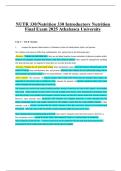 NUTR 330&sol;Nutrition 330 Introductory Nutrition Final Exam 2025 Athabasca University