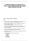 NUTR 330 Introductory Nutrition Units 1-7 Review Notes for Midterm Exam 2025 complete update Athabasca University