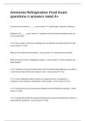 Ammonia Refrigeration Final Exam questions n answers rated A&plus;