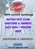 MAT1501 PAST EXAM QUESTIONS & ANSWERS 2025/2026 - REVISION PACK