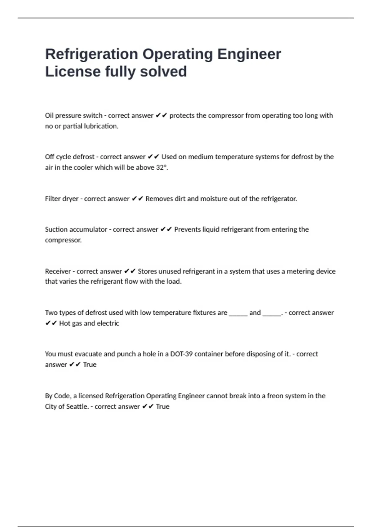 Operating Engineer License Refrigeration Operating Engineer License fully solved - Refrigeration ...