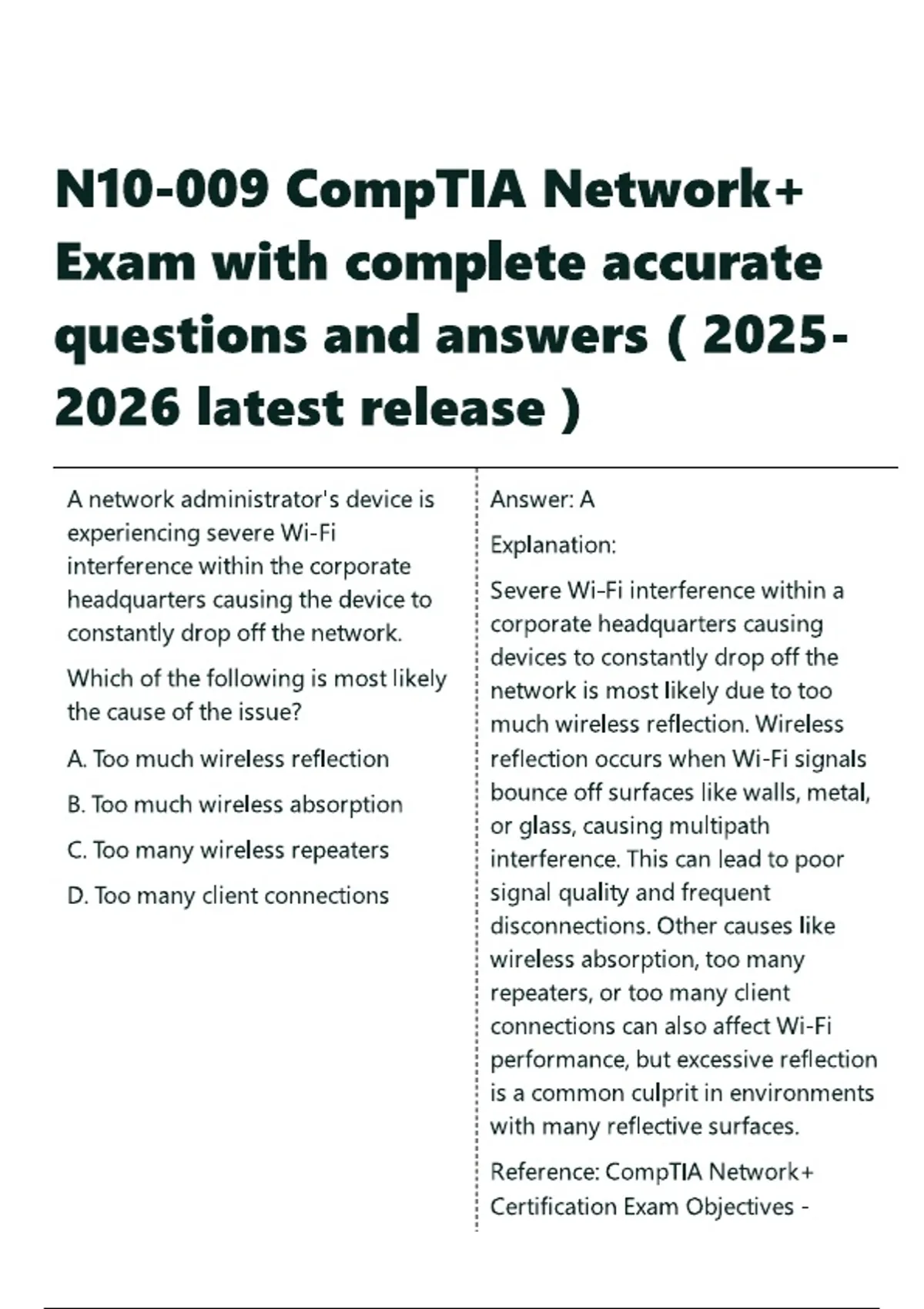 N10-009 CompTIA Network+ Exam with complete accurate questions and ...