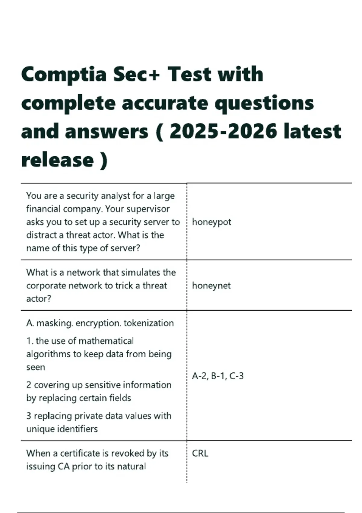 Comptia Sec+ Test with complete accurate questions and answers ( latest ...