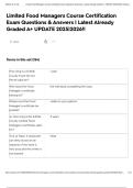 Limited Food Managers Course Certification Exam Questions & Answers &vert; Latest Already Graded A&plus; UPDATE 2025&vert;2026&excl;&excl;