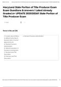 MaryLand State Portion of Title Producer Exam Exam Questions & Answers &vert; Latest Already Graded A&plus; UPDATE 2025&vert;2026&excl;&excl; State Portion of Title Producer Exam