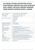 ACE GROUP FITNESS INSTRUCTOR ACTUAL  EXAM NEWEST VERSION 2025&sol;2026 QUESTION  AND CORRECT DETAILED VERIFIED ANSWERS  FROM VERIFIED SOURCES RATED A&plus;GRADE