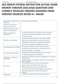 ACE GROUP FITNESS INSTRUCTOR ACTUAL EXAM  NEWEST VERSION 2025&sol;2026 QUESTION AND  CORRECT DETAILED VERIFIED ANSWERS FROM  VERIFIED SOURCES RATED A&plus; GRADE