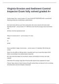 Virginia Erosion and Sediment Control Inspector Exam fully solved graded A&plus;