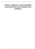 PAPER 3 - EDEXCEL A LEVEL BUSINESS EXAM QUESTIONS AND ANSWERS 100&percnt; CORRECT&excl;&excl;