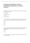 Erosion and Sediment Control Certification questions n answers rated A&plus;