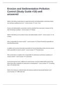 Erosion and Sedimentation Pollution Control &lpar;Study Guide -19&rpar; well answered-
