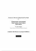 INSTRUCTOR&rsquo;S RESOURCE MANUAL & TEST BANK &mdash; Classroom Assessment&colon; What Teachers Need to Know&comma; 9th Edition &mdash; W&period; James Popham &mdash; ISBN 978-0135569108