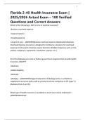 Florida 2-40 Health Insurance Exam &vert; 2025&sol;2026 Actual Exam &ndash; 100 Verified Questions and Correct Answers