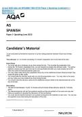 Actual 2025 AQA AS SPANISH 7691&sol;3T&sol;3V Paper 3 Speaking Candidate&rsquo;s &plus; Examiner&rsquo;s &plus; SPANISH Paper 3 Speaking June 2025 Candidate&rsquo;s Material To be conducted by the teacher-examiner or by the visiting examiner between 8 April and 24 May 2025&period; Time allowed&colon; 12