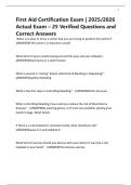 First Aid Certification Exam &vert; 2025&sol;2026 Actual Exam &ndash; 25 Verified Questions and Correct Answers