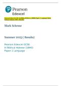 Pearson Edexcel GCSE In Biblical Hebrew &lpar;1BH0&rpar; Paper 1 Language Mark Scheme Summer 2025 &lpar; Results&rpar;