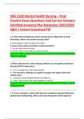 NSG 2320 Mental Health Nursing &ndash; Final  Practice Exam Questions And Correct Answers  &lpar;Verified Answers&rpar; Plus Rationales 2025&sol;2026  Q&A &vert; Instant Download Pdf 