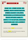 EXAM 12&sol;9 - CRIME SCENE&comma; SEX CRIMES&comma; DEATH INVESTIGATION&comma; CRIMES AGAINST CHILDREN&comma; INTERVIEWS & INTERROGATIONS&comma; PEACE OFFICER LIABILITY - GPSTC 117&sol;118 ACTUAL 2025&sol;2026 QUESTIONS AND 100&percnt; CORRECT ANSWERS