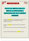 PSYCH CH1 MENTAL HEALTH &plus; MENTAL ILLNESS &lpar;EXAM 1&rpar; QUESTIONS AND 100&percnt; CORRECT ANSWERS