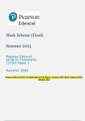 Pearson Edexcel GCSE In Citizenship &lpar;1CS0&rpar; Paper 1 Summer 2025 Mark Scheme &lpar;Final&rpar; Summer 2025 