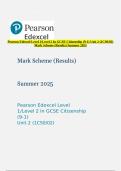 Pearson Edexcel Level 1&sol;Level 2 In GCSE Citizenship &lpar;9-1&rpar; Unit 2 &lpar;1CS0&sol;02&rpar; Mark Scheme &lpar;Results&rpar; Summer 2025