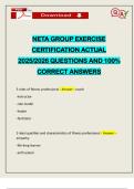 NETA GROUP EXERCISE CERTIFICATION ACTUAL 2025&sol;2026 QUESTIONS AND 100&percnt; CORRECT ANSWERS