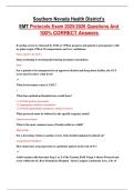 Southern Nevada Health District&rsquo;s EMT Protocols Exam 2025&sol;2026 Questions And 100&percnt; CORRECT Answers 