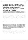 VIRGINIA REAL ESTATE SALESPERSON NATIONAL PREP EXAM 1 &lpar;TIMED&rpar; 2025 Actual exam &lpar;Testing Real Exam Questions&rpar;and verified Answers &lpar; 100&percnt; accurate&rpar; GET IT RIGHT&excl;&excl;