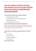 Texas Port Logistics Coordinator Licensing  Exam Questions And Correct Answers &lpar;Verified  Answers&rpar; Plus Rationales 2025&sol;2026 Q&A &vert;  Instant Download Pdf 