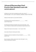 Advanced Pharmacology Final - Practice Quiz Questions exam with correct answers