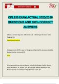 CPL250 EXAM ACTUAL 2025&sol;2026 QUESTIONS AND 100&percnt; CORRECT ANSWERS