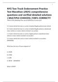 NYS Tow Truck Endorsement Practice Test Marathon &lpar;2025&rpar; comprehensive questions and verified detailed solutions &lpar; MULTIPLE CHOICES&rpar; &vert;100&percnt; CORRECT&excl;&excl;