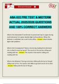ABA 622 PRE TEST & MIDTERM ACTUAL 2025&sol;2026 QUESTIONS AND 100&percnt; CORRECT ANSWERS