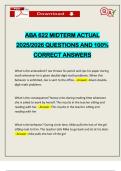 ABA 622 MIDTERM ACTUAL 2025&sol;2026 QUESTIONS AND 100&percnt; CORRECT ANSWERS