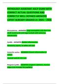 PATHOLOGY ASSISTANT ASCP EXAM WITH CORRECT ACTUAL QUESTIONS AND CORRECTLY WELL DEFINED ANSWERS LATEST ALREADY GRADED A&plus; 2025 &ndash; 2026