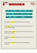 UCI BIO 93 &lpar;TRIO&rpar; FINAL REVIEW ACTUAL 2025&sol;2026 QUESTIONS AND 100&percnt; CORRECT ANSWERS