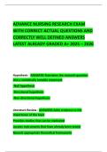 ADVANCE NURSING RESEARCH EXAM WITH CORRECT ACTUAL QUESTIONS AND CORRECTLY WELL DEFINED ANSWERS LATEST ALREADY GRADED A&plus; 2025 &ndash; 2026