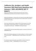 California Life&comma; Accident&comma; and Health Insurance 2025 Real Exam Questions And Answers &lpar; 100&percnt; ACCURATE&rpar; GET IT RIGHT&excl;&excl;
