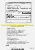 Pearson Edexcel Level 1&sol;Level 2 GCSE &lpar;9&ndash;1&rpar; English Language PAPER 2&colon; Non-fiction and Transactional Writing QP JUNE 2025