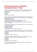 Clinical Procedures for Medical Assistants Exam A&plus; Pass