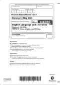   2025 Pearson Edexcel Level 3 GCE 8EL0&sol;01 English Language and  Literature Advanced Subsidiary PAPER 1&colon; Voices in Speech and Writing