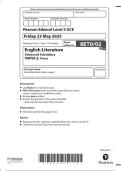 2025 Pearson Edexcel Level 3 GCE 8ET0&sol;02 English Literature Advanced  Subsidiary PAPER 2&colon; Prose 
