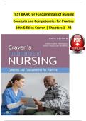 TEST BANK For Craven & Hirnle's Fundamentals of Nursing&colon; Concepts and Competencies for Practice&comma; 10th Edition by Christine Henshaw&comma; Renee Rassilyer&comma; Verified Chapters 1 - 43&comma; Complete Newest Version