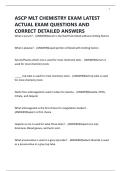 ASCP MLT CHEMISTRY EXAM LATEST ACTUAL EXAM QUESTIONS AND CORRECT DETAILED ANSWERS