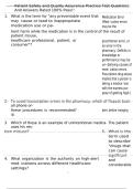 Patient Safety and Quality Assurance Practice Test Questions And Answers Rated 100&percnt; Pass&excl;&excl;