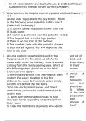 Ch 27&colon; Patient Safety and Quality Review Qs &lpar;FON & ATI&rpar; Exam Questions With Already Solved Correctly Answers