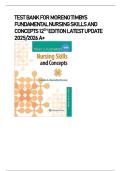 TEST BANK FOR MORENO TIMBYS FUNDAMENTAL NURSING SKILLS AND CONCEPTS 12TH EDITION LATEST UPDATE 2025&sol;2026 A&plus;