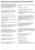 Marketing exam Test Questions and Answers Rated A&plus;